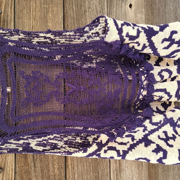 MOTH Anthropologie Purple & White Patterned Sleeveless Vest Size M/ L - Picture 8 of 9